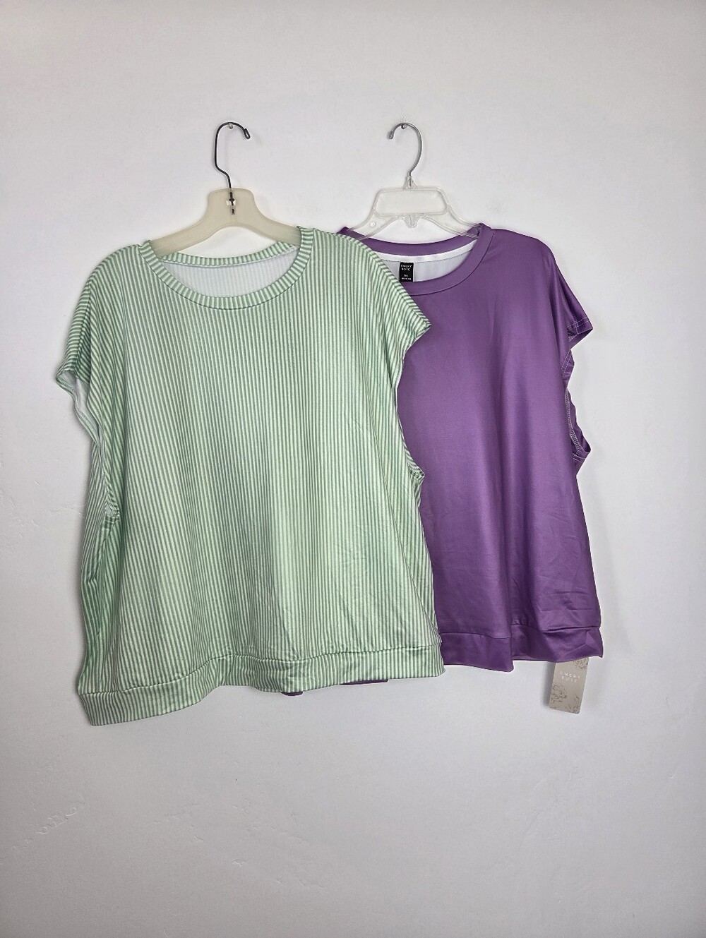Bundle Of Two 3XL Plus Size Short Sleeve Tops Purple Green Casual Comfy Teacher